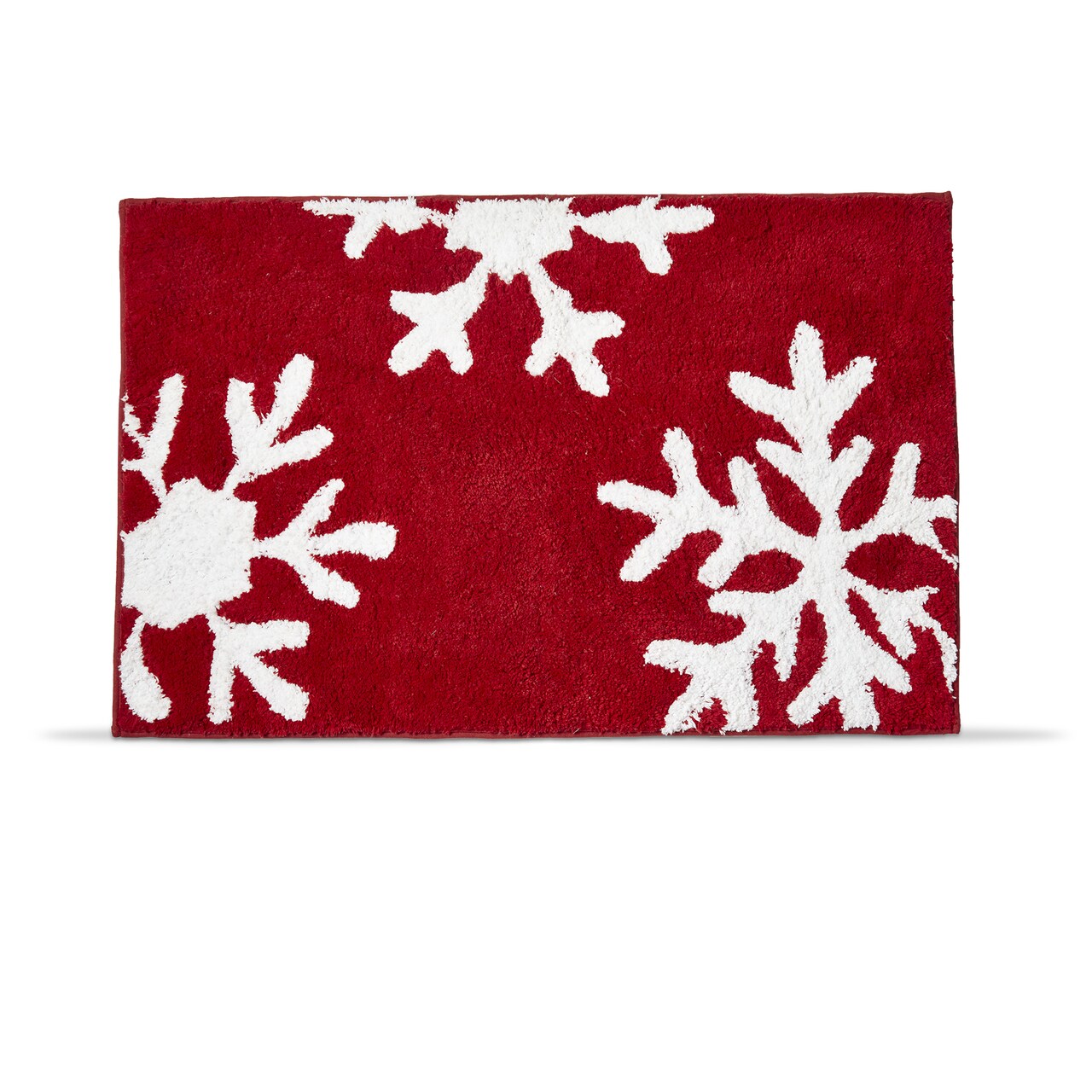 Snowflake Christmas Rug Door Mat Red Multi Cotton Machine Washable